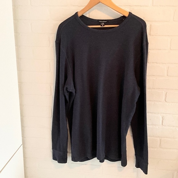 Field&Stream Men Tee Micro Waffle knit Henley thermal Long sleeve cotton Blue XL - Picture 2 of 11